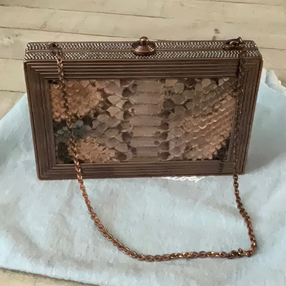 Judith Leiber Stunning Python and Metallic Leather Clutch/Handbag